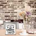 4 x Rise & Shine It’s Coffee Time Wooden Block Plaque - Brown & Gray Tabletop Sign Decor For Friend Family Coworker - 5"x5" Room Cafe Coffee Bar Wood Block - Funny Desk Gifts Favors & Supplies - A08