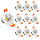 LightingWill 2inch LED Dimmable Downlight, 3W COB Recessed Ceiling Light, Warm White 3000K-3500K, CRI80, 25W 220LM Halogen Bulbs Equivalent, White (10 Pack)