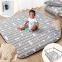 Baby Play Mat, 50x50 Playpen Mat with Super Soft Touch, Activity Mat with Upgraded Anti-Slip Bottom, Machine Washable Crawling Mat for Floor & Picnic (Boho Gray)