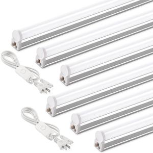 Barrina T5 4FT LED Shop Light, 2 Pcs Power Cords 6500K Super Bright White 2200lm 20W Utility Light Fixture, Ceiling Commercial Bay Light for Workshop Garage, Corded Electric with ON/Off Switch, 6 Pack