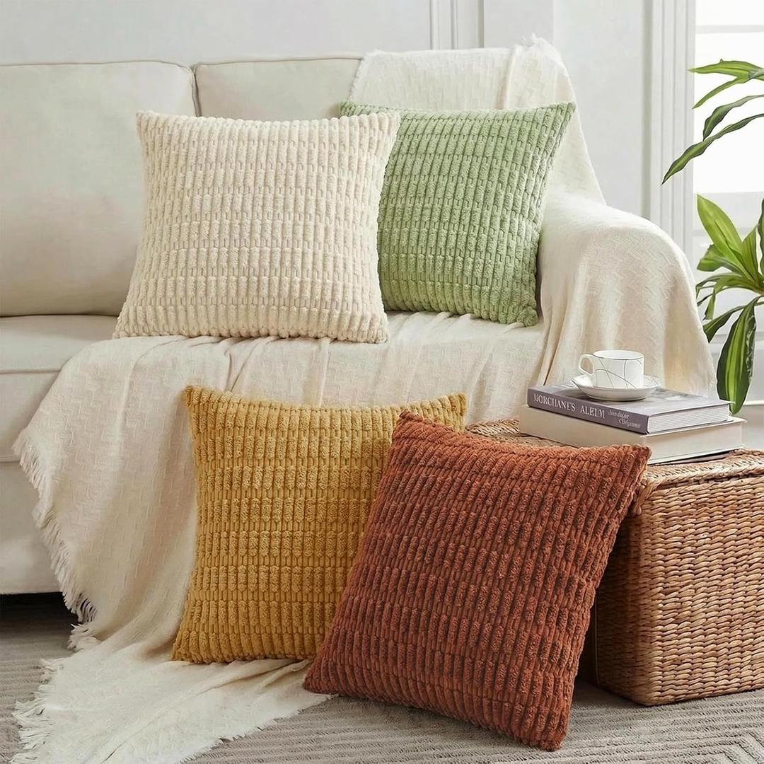 Fancy Homi 4 Packs Decorative Throw Pillow Covers for Living Room Couch Bed, Modern Farmhouse Boho Home Dcor Accent Cushion Case, 22" x 22", Fall