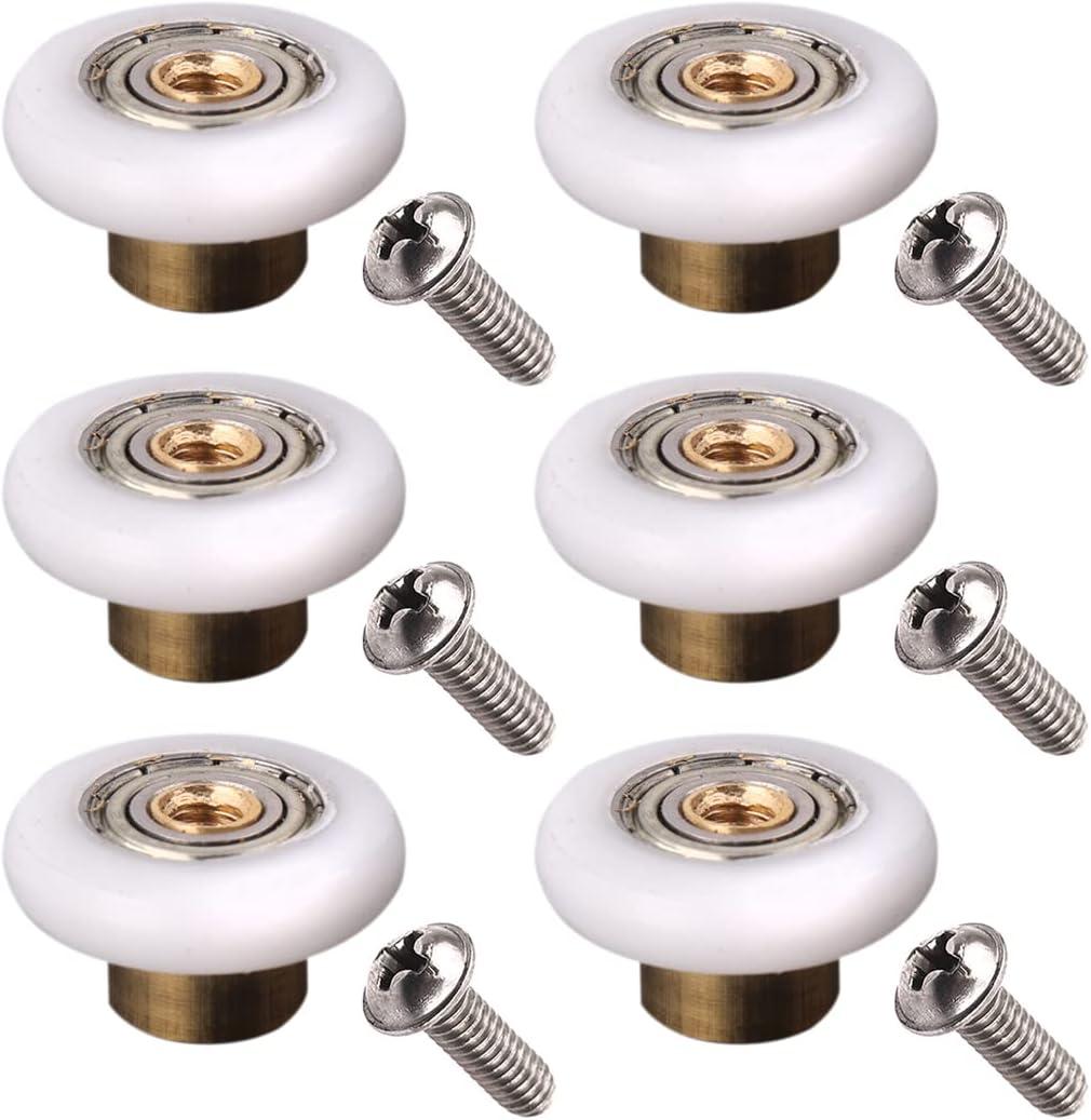 6 pcs Shower Door Rollers Wheels, Bathroom Glass Door Replacement Part Runner Sliding Shower Door Roller Wheel-Roller (19mm)