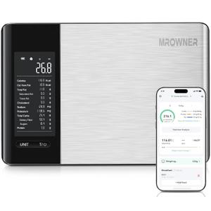 Smart Food Kitchen Scale with Nutritional Calculator, Free App with 19 Nutrients Tracking, Calorie, Marco, Digital Weight Grams and Ounces for Weight Loss, Premium Stainless Steel, 22lb