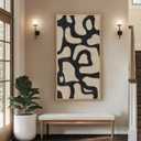Framed Abstract Neutral Horizontal Wall Art for Living Room, Black Beige Mid Century Modern Artwork for Walls, Large Abstract Canvas Painting Print for Bedroom Hallway Home Office Wall Decor, 24x48 In