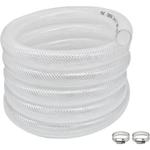 3/4" ID x 1" OD - 10 Ft High Pressure Braided Clear PVC Vinyl Tubing Flexible Tube, Heavy Duty Reinforced Hose Tubing
