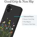 Unov Case Designed for iPhone 16, Black Phone Case with [Anti-Slip Embossed Pattern], Shockproof Slim Protective [Anti-Scratch TPU] Back Cover, Floral Bouquet