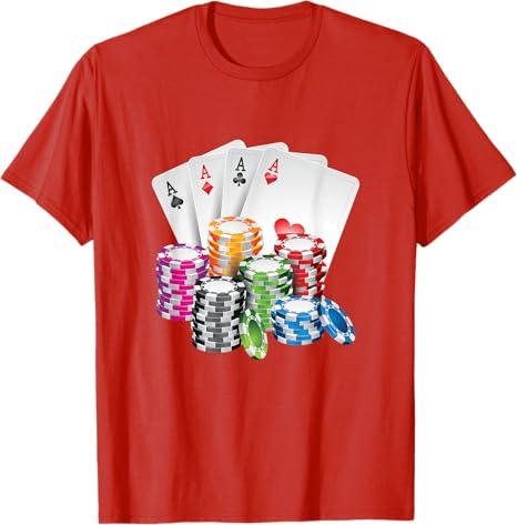 Poker Gambling Card Chips Casino Poker Holdem T-Shirt, Medium