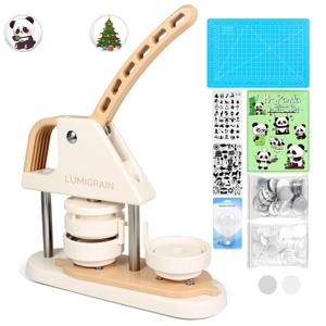 Button Maker Machine, 25mm (1inch), Pin Maker MachineDIY Pin Badge Button Maker Press Machine with Free 120pcs Supplies Circle Cutter Magic Book(White