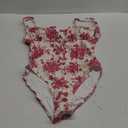 Womens Tie Floral Sexy One-Piece Tankini Bathing Suits Slimming Swimsuit (Large, Red1)
