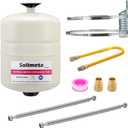 Solimeta 2.1 Gallon Potable Water Expansion Tank with Adjustable Wall Bracket & Gas Water Heater Installation Kit (24" Stainless Steel Hoses 3/4" FIP + 24" Gas Connector)