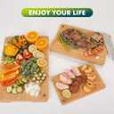 Durable Bamboo Cutting Boards for Kitchen  3-Piece Set with Deep Juice Grooves, Carbonized Surface & Heavy-Duty Design, Perfect for Charcuterie, Meat, and Vegetables