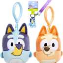 Bluey Mini Plush Clip-on 2-Pack (Bluey and Bingo) with Character Lanyard Keychain Bundled Gift Set