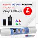 Magnetic Dry Erase Whiteboard Paper,2 Pack 16X24 Self Adhesive Contact Paper Stick on Wall, Easy to Write and Clean Magnetic Board,Include Markers, Eraser and Magnets