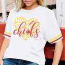 Game Day Shirt Women: Team Fan T-Shirt Cute Football Heart Graphic Tees Casual Season Short Sleeve Tops (White, M)