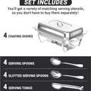 Chafing Dishes for Buffet, 8 Qt High Grade Chafing Dish Buffet Set, Rolled-Edge Design Food Warmers for Parties, Buffet, Wedding, Birthday, Camping 4 Pack 4 Pans [Silver]