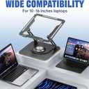 JOYEKY Laptop Stand for Desk, Adjustable Computer Stand with 360 Rotating Base, Ergonomic Laptop Riser for Collaborative Work, Foldable & Portable Laptop Stand, fits for All 10-16" Laptops (Grey)