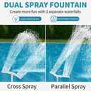Klleyna Water-Fountain Dual Spray Swimming-Pool-Accessories - Upgrade Above/Inground Waterfall Cooler, Adjustable 2 in 1 Nozzle, High Pressure Pond Aerator, Garden Sprinkle Feature Outdoor Dcor