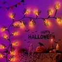 [8 Modes & Timer] 6Ft 45 LED Halloween Willow Vine Twig Garland with Orange Lights - Battery Operated, Waterproof Halloween Decor for Indoor Wall, Fireplace Mantle, Home Party (Pumpkin, 6FT)