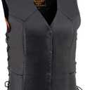 Milwaukee Leather SH1227L Women's Black Leather Side Laces Classic Western Motorcycle Rider Vest W/ 4-Snaps Closure -(Small)