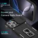 DEERLAMN Case for iPhone 16 Pro Max with Slide Camera Cover+Screen Protector (1 Pack), Rotated Ring Kickstand Military Grade Shockproof Protective Cover-Black