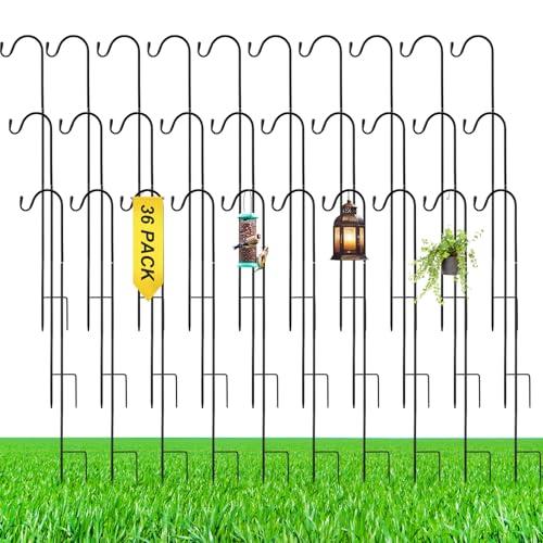Yetene 36 Pack 24 Inch Adjustable Shepherds Hook for Outdoor Metal Rust Resistant Steel Shepard Hooks for Bird Stand Feeder Pole, Weddings Decor, Garden Plant Basket, Outside Hanging Solar Lights