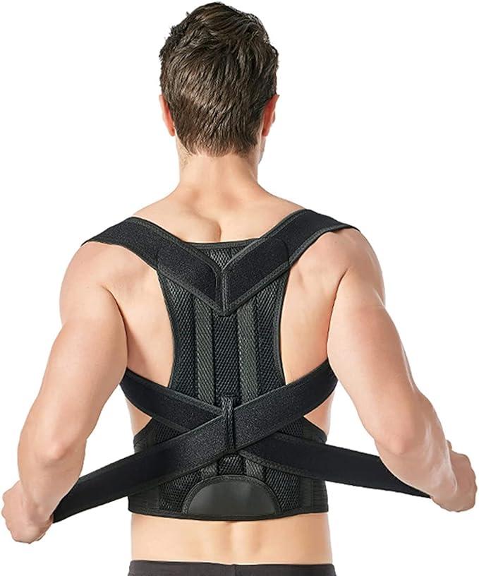 for Women and Men, Back Support Brace for Neck Shoulder & Upper and Lower Back Pain Relief, Invisible Adjustable Lightweight Posture Corrector Under Clothes(Black, Medium)