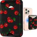 Shorogyt Compatible with Magsafe Wallet Magnetic Card Holder - Cherry Phone Wallets for Women Teen Girls Cute Pattern for iPhone 16/15/14/13/12 Series Slim for Apple Mag RFID Magnet, Fit 3 Cards