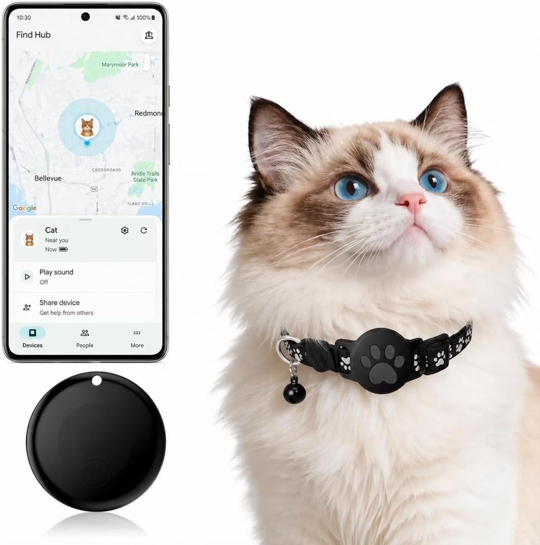Pet Tracker,GPS Collar for Cats,Smart tag,Waterproof Compatible with Find My,No Monthly Fee,Advanced Tracking Solution Smart Collar for Pet Safety Ideal Small Large Cats(Android User)