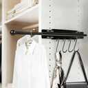 Voyzoz 13" Valet Rod for Closet Pull Out with 4 Hooks, Retractable Valet Rod for Bedroom, Laundry Room, Bathroom(Black)