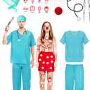 Realspring 8 Pcs Surgeon Game Couples Costume Set for Adult Halloween Board Game Couple Medical Doctor Patient Costume (X-Large)