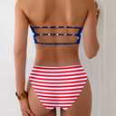 Tainehs Women's Two Piece Strapless Bikini Sets Bandeau Cutout Swimsuit High Cut Bathing Suits (L)