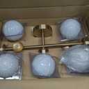Mid Century Modern Bathroom Vanity Lights, 5-Light Bathroom Light Fixtures Brass Gold Bathroom Lights Semi-Flush Mount Ceiling Light, Gold Wall Sconce Wall Light with Globe Frosted Milk Glass, G9 Base