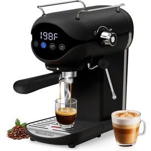 Espresso Machine with Steam Milk Frother Semi Automatic 20 Bar Compact Black with Touch Screen for home Cafetera Espresso, Latte, Cappuccino, Americano, Macchiato