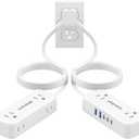 Split Extension Cord 10FT (5FT on Each Side), Single Flat Plug Twin Extension Cord with 4 AC Outlets, 2 USB-A & 3 USB-C(24W/4.8A), Nightstand Charging Station for Bedroom Dorm Room Home, His and Hers