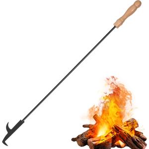 Uten 32 Inch Fire Pit Poker Stick, fire Poker for fire Pit, Black Solid Steel, Wood Stove, Log Grabber, Camping Tool, Outdoor and Indoor Fireplace Stoker