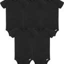 Gerber baby-girls 5-pack Solid Onesies Bodysuits (0-3 Months, Black)