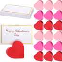 Qunclay 18 Pcs Valentine's Day Wooden Heart Place Card Holder and 30 Pcs Gold Foil White Place Card Mini Love Table Sign Stand Small Photo Clip for Setting Wedding Bridal Party Decor(Cute Style)