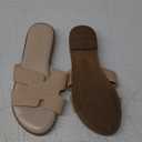 Yozuru Womens Flat Sandals Open Toe Dressy Summer Sandals Comfortable Casual Slip on Leather Slides Sandals for women, Size 37