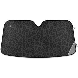 Black Leopard Car Windshield Sun Shade Animal Skin Print Foldable UV Ray Sun Visor Protector Sunshade to Keep Your Vehicle Cool (51" x 27.6")