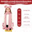 Kids Winter Gloves Hat Scarf for Girls,Ages 3-10 Kids Christmas Gifts,8 7 6 Years Old Girl Wool Beanie Gloves Hat Scarf (Pink)