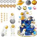 26Pcs Space Cake Topper Astronaut Cake Decorations Outer Space Planet Cake Toppers for Birthday Party Supplies Baby Shower