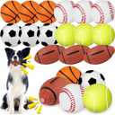 15 Pcs Squeaky Dogs Balls Bulk 2.4in Latex Dog Squeaky Toy Soft Rubber Dog Ball Floating High Bouncy Soccer Tennis Basketball Baseball Football Ball Toy for Aggressive Chewers Small Medium Large