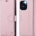 Wallet Case for iPhone 16 Pro, RFID Blocking Credit Card Holder, PU Leather Folio Flip Kickstand Protective Shockproof Cover for Apple 16 pro (Pink, for iPhone 16 Pro - 6.3'')
