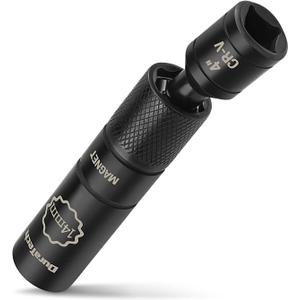 DURATECH 14mm Swivel Magnetic Spark Plug Socket, 1MM Thin Wall Spark Plugs Socket with 12-Point, Enhanced Magnetic Head & Manganese Phosphate Coating, 3/8" Drive x 4" Total Length, Cr-V Steel Made