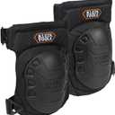 KLEIN TOOLS 60344 Knee Pads, Hinged Gel Knee Pads with Slip Resistant Rubber Caps, Quick-Release Clips and Adjustable Straps, Black