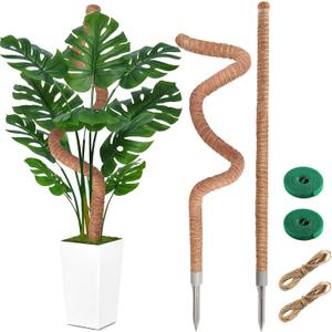 51-Inch Moss Pole Monstera Plant Support & Stakes For Climbing Plants, 2 Pack Bendable Tall Moss Poles Kit With Coir & Aluminum Core For Indoor Potted, Stand & Trellis, Sticks Support, Holder
