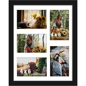 DUENPY 11x14 Collage Picture Frame, 4x6 Collage Picture Frame, Displays Five 4x6 inch Photos, or 11x14 (Without Mat) Wall Decor Wall Hanging or Tabletop, Black
