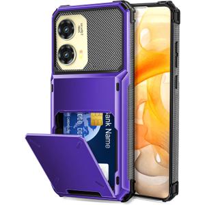 COOYA for Moto G Stylus 2024 Case Wallet 5 Credit Card Holder Slot Flip Cover G Stylus 2024 Wallet Case Back Pocket Dual Layer Protective Hard Shell TPU Rubber Bumper for Moto G Stylus 2024 5G Purple