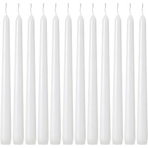 Taper Candles 10 inch (H) Dripless, Set of 24 White Unscented and Smokeless Taper Candles Long Burning, Paraffin Wax with Cotton Wicks for Burning 8 Hours Time