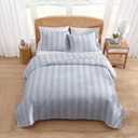 Tommy Bahama - Queen Quilt Set, 100% Soft Cotton Bed Set for Year Round Comfort, 3 Piece Striped Bedding with Matching Pillowcases (Bahama Weekend Stripe Blue)